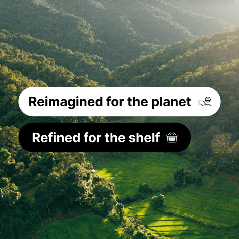 The graphic features a vibrant landscape with green fields and mountains. It includes a white bubble icon with the text 