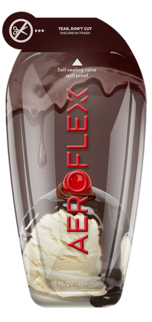 Brown AeroFlexx Pak with ice cream sundae for the food industry