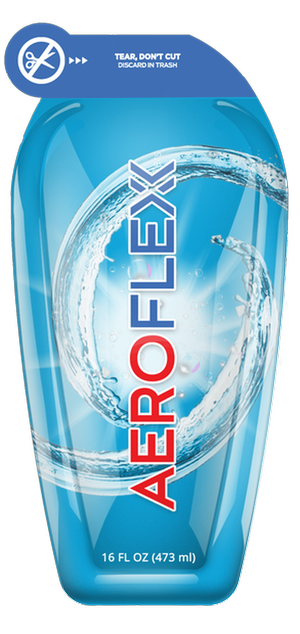 Blue AeroFlexx Pak with water design for the household industry