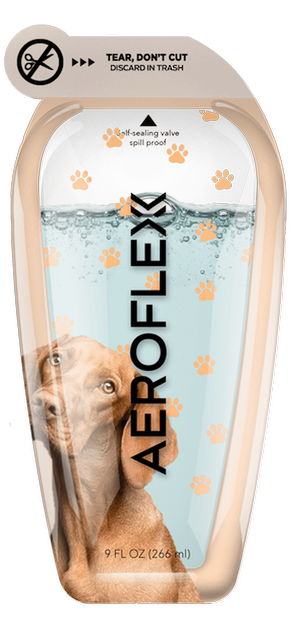 AeroFlexx Pak with a dog and paw prints for the pet care industry